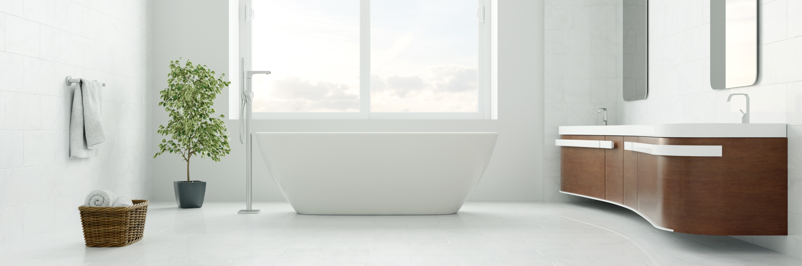 Badezimmer Panorama mit Badewanne