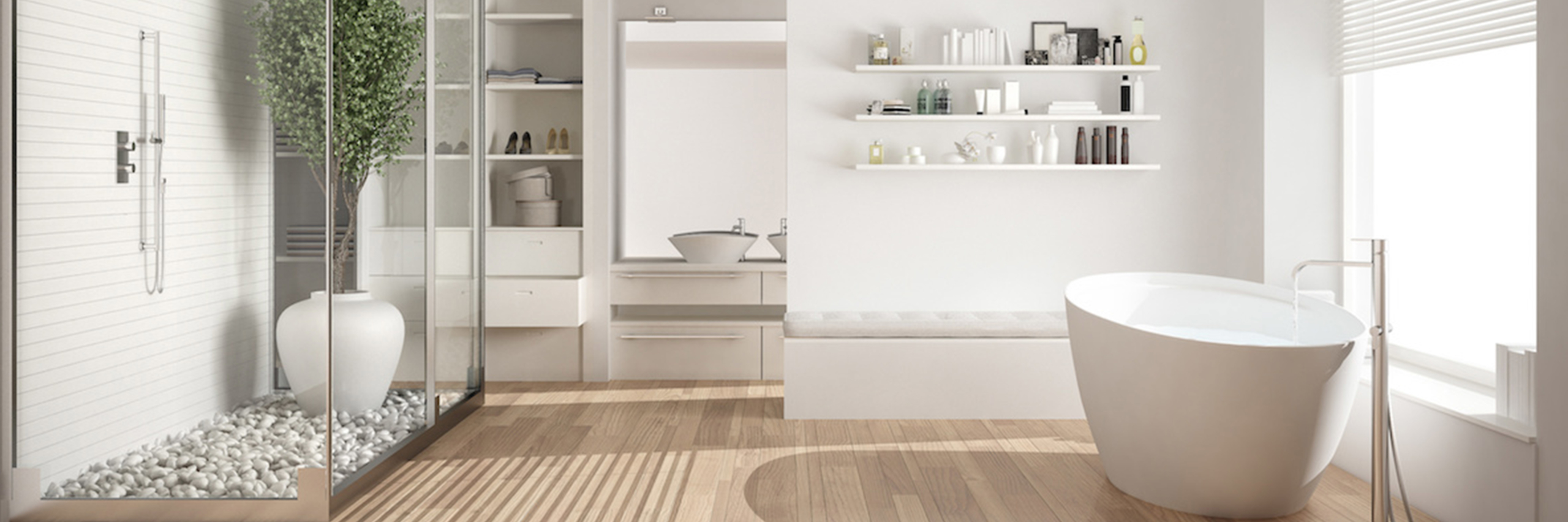 Badezimmer Panorama mit Badewanne