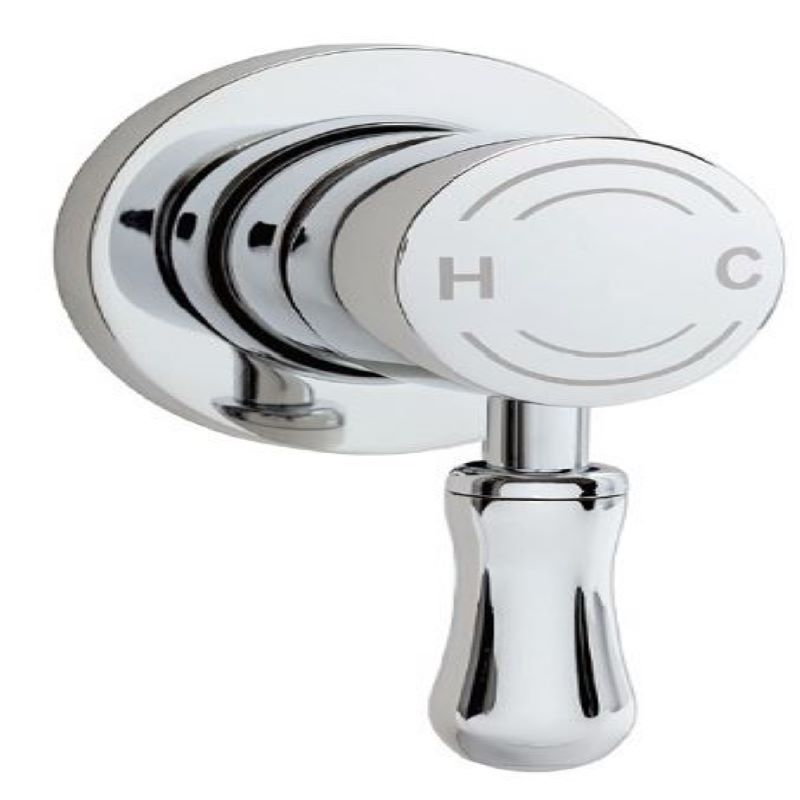 Ewing Hampton Sylva Shower Bath Mixer Chrome with White Handle