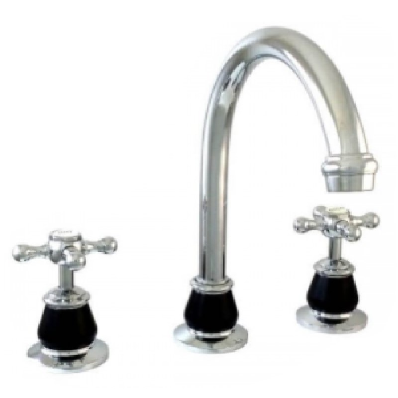 Ewing Pasadena Hob Sink Set Chrome with Black Flange Bell