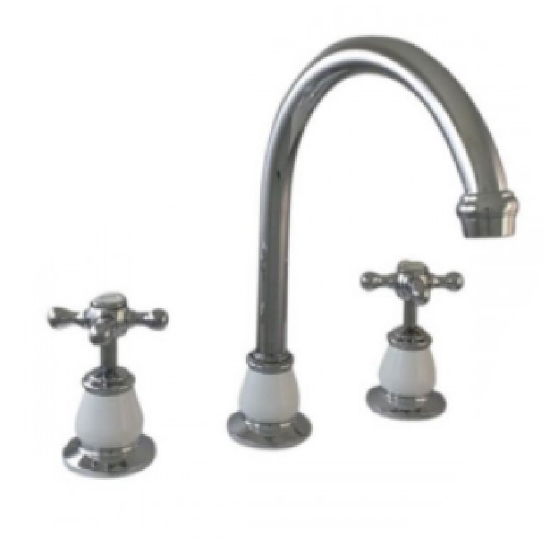 Ewing Pasadena Hob Sink Set Chrome with White Bell Flange