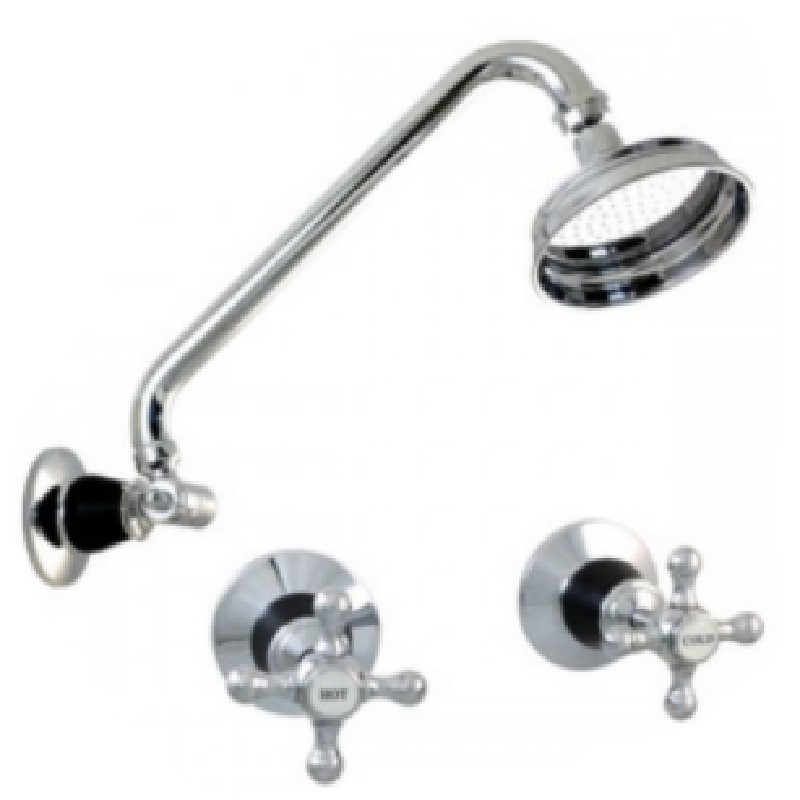 Ewing Pasadena Shower Set Chrome with Black Bell Flange