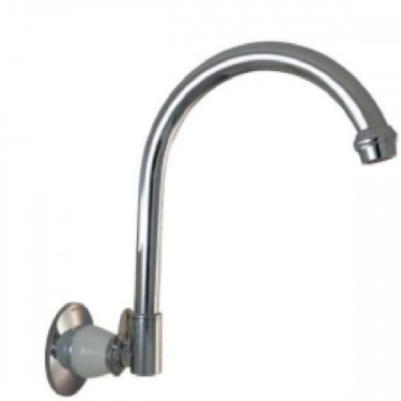 Ewing Pasadena Wall Spout Chrome with White Bell Flange