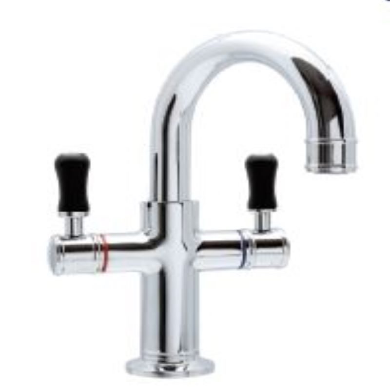 Ewing Pepper Twinner Basin Mixer Chrome with Black Handle