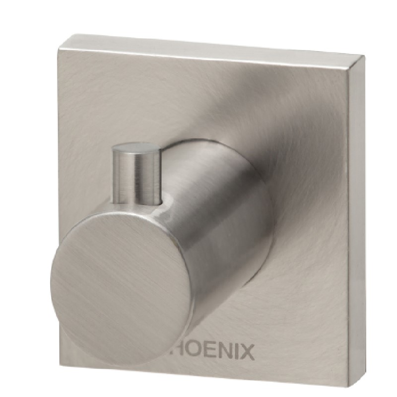 RADII ROBE HOOK SQUARE PLATE BRUSHED NICKEL